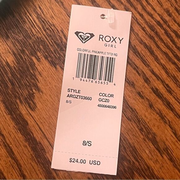 Roxy Girls Colorful Pineapple Tie Front T-Shirt Mint Green S/8 Crop - Picture 6 of 6